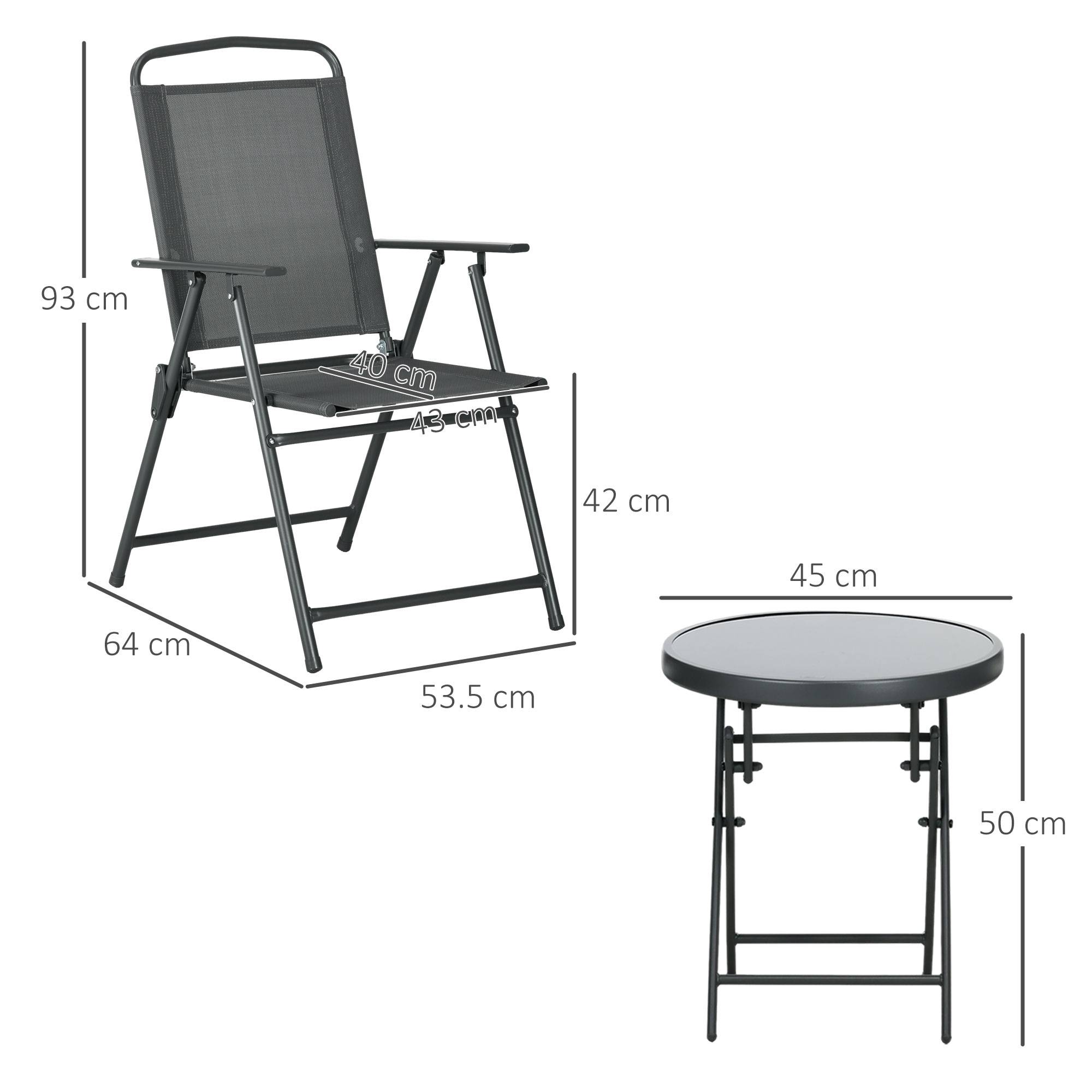 Ensemble jardin 3 pcs, 2 chaises 53,5x64x93 cm et table basse Ø45x50 cm métal gris foncé - Image 5