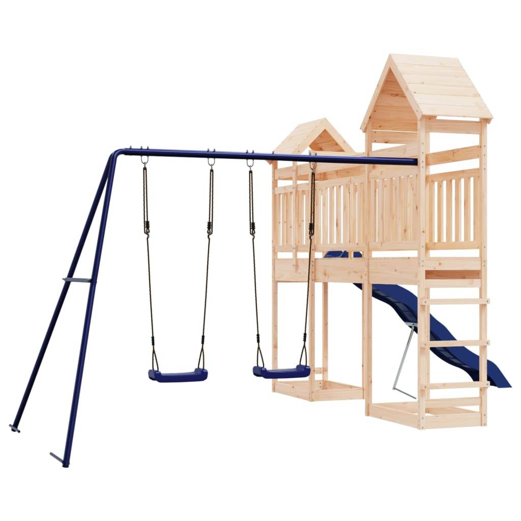 Helloshop26 - Aire de jeux d'extérieur balançoires toboggan portiques robuste jeux jardin 492 x 358 x 238 cm bois de pin massif - Image 1