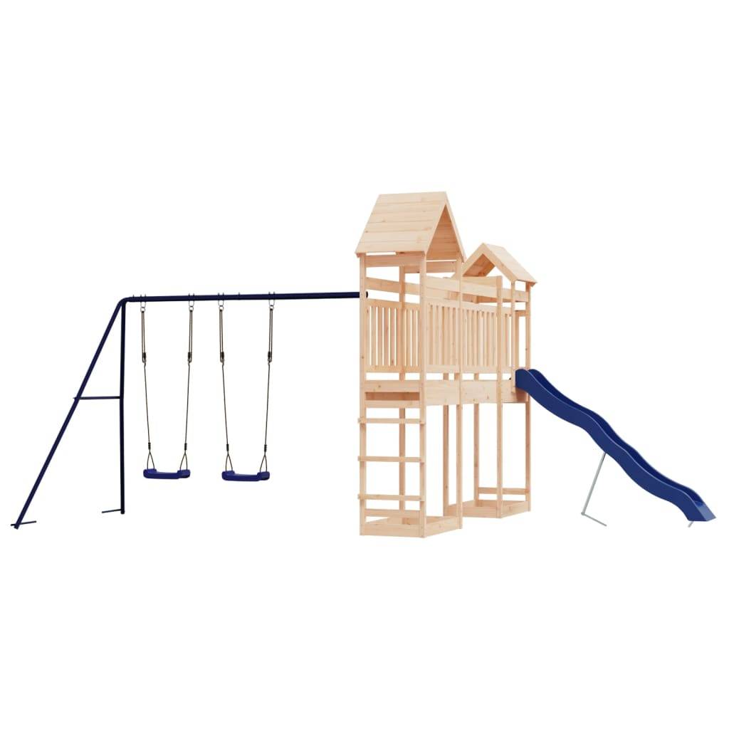 Helloshop26 - Aire de jeux d'extérieur balançoires toboggan portiques robuste jeux jardin 492 x 358 x 238 cm bois de pin massif - Image 2