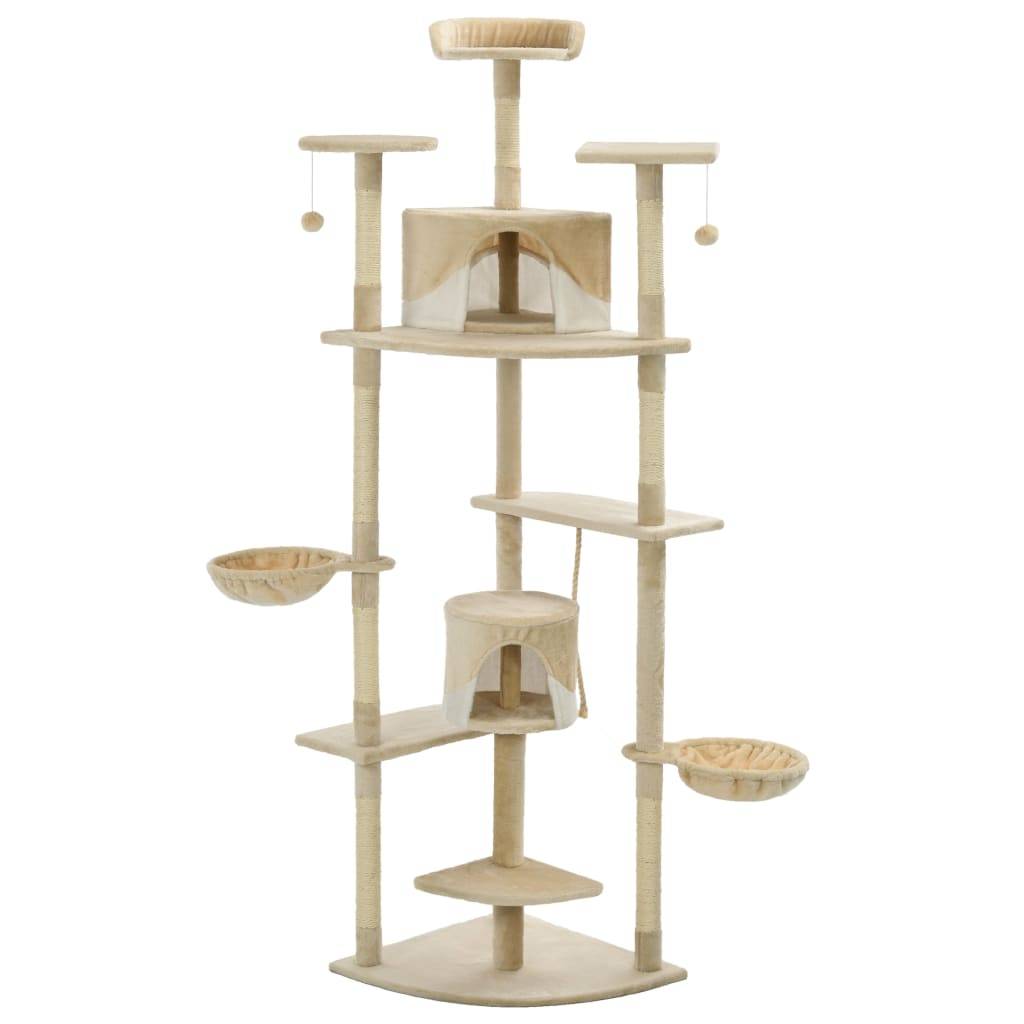 Arbre à chat bois et sisal beige et blanc 103 x 77 x 203 cm - PANGIVO - Image 2