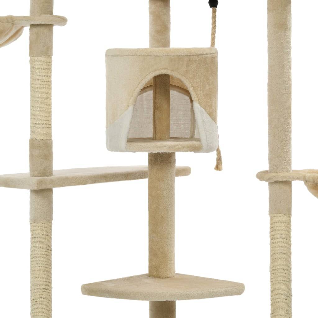 Arbre à chat bois et sisal beige et blanc 103 x 77 x 203 cm - PANGIVO - Image 5