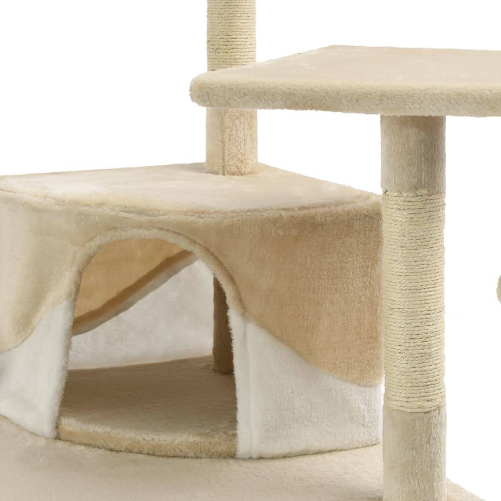 Arbre à chat bois et sisal beige et blanc 103 x 77 x 203 cm - PANGIVO - Image 6