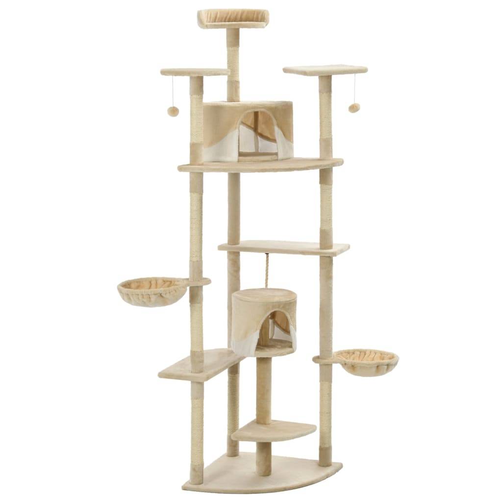 Arbre à chat bois et sisal beige et blanc 103 x 77 x 203 cm - PANGIVO - Image 3