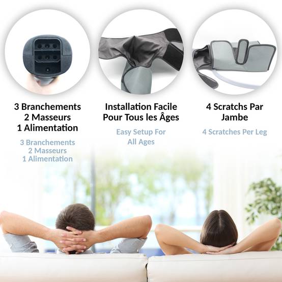 Fishtec - Masseur pieds et mollets FISHTEC, technique pressothérapie, fonction chaleur, télécommandé, 3 modes et 3 intensités, coloris gris - Image 3