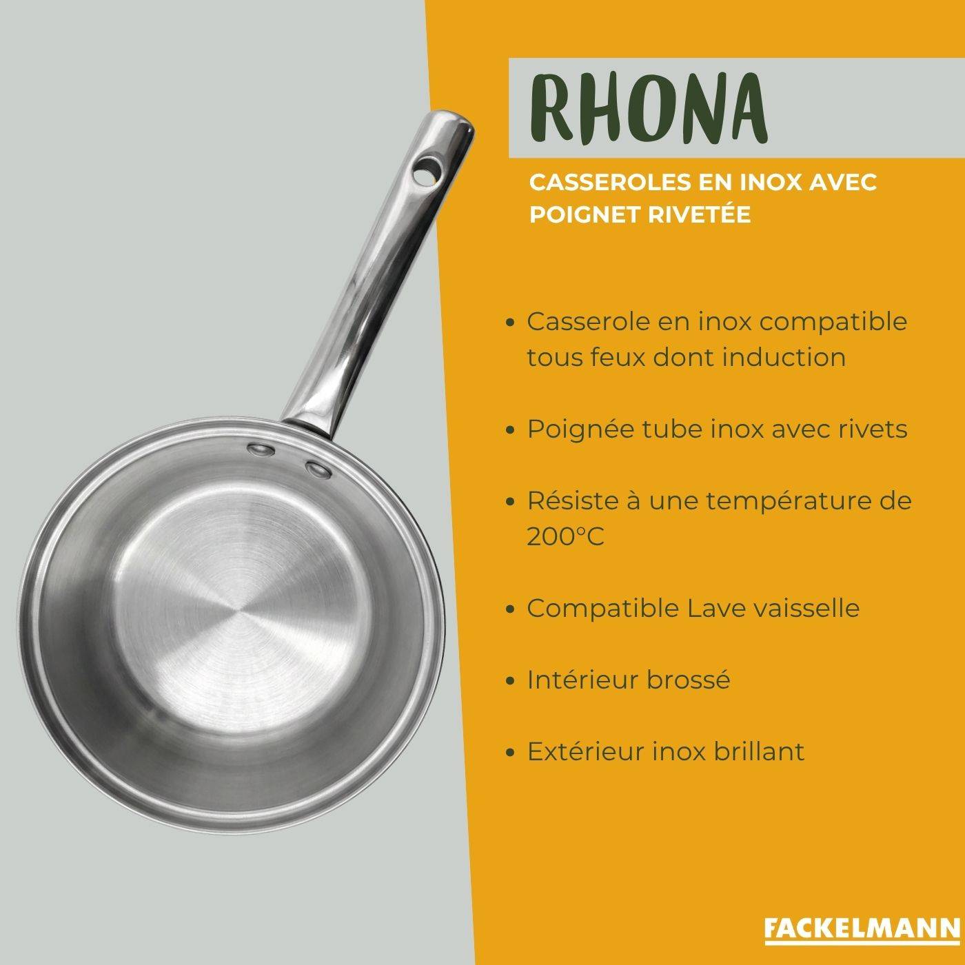 Lot de 3 casseroles 18/20/22 cm en inox Fackelmann Rhona - Image 3