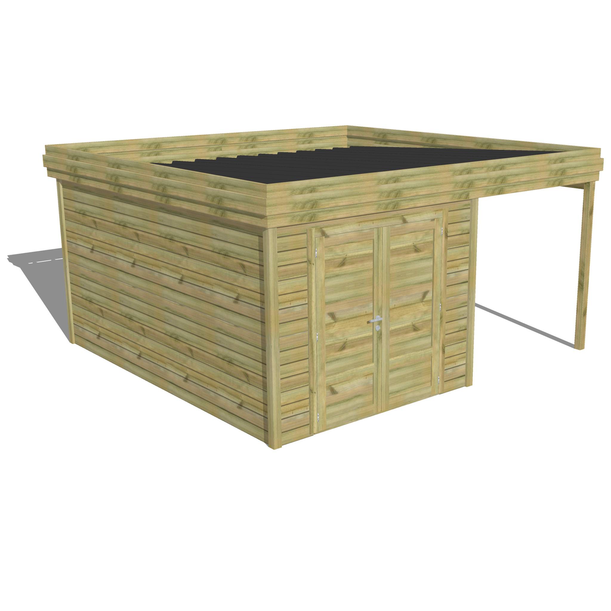 ABRI DE JARDIN bois  autoclave 27mm - 4,64x4,34m / 20m2 - Bac acier - Abri Français