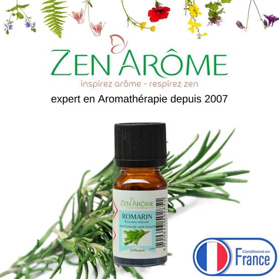 Huile Essentielle de Romarin – 100% Pure et Naturelle - Diffusion pour Aromathérapie – 10ml – Conditionné en France - Zen'Arôme - Image 1