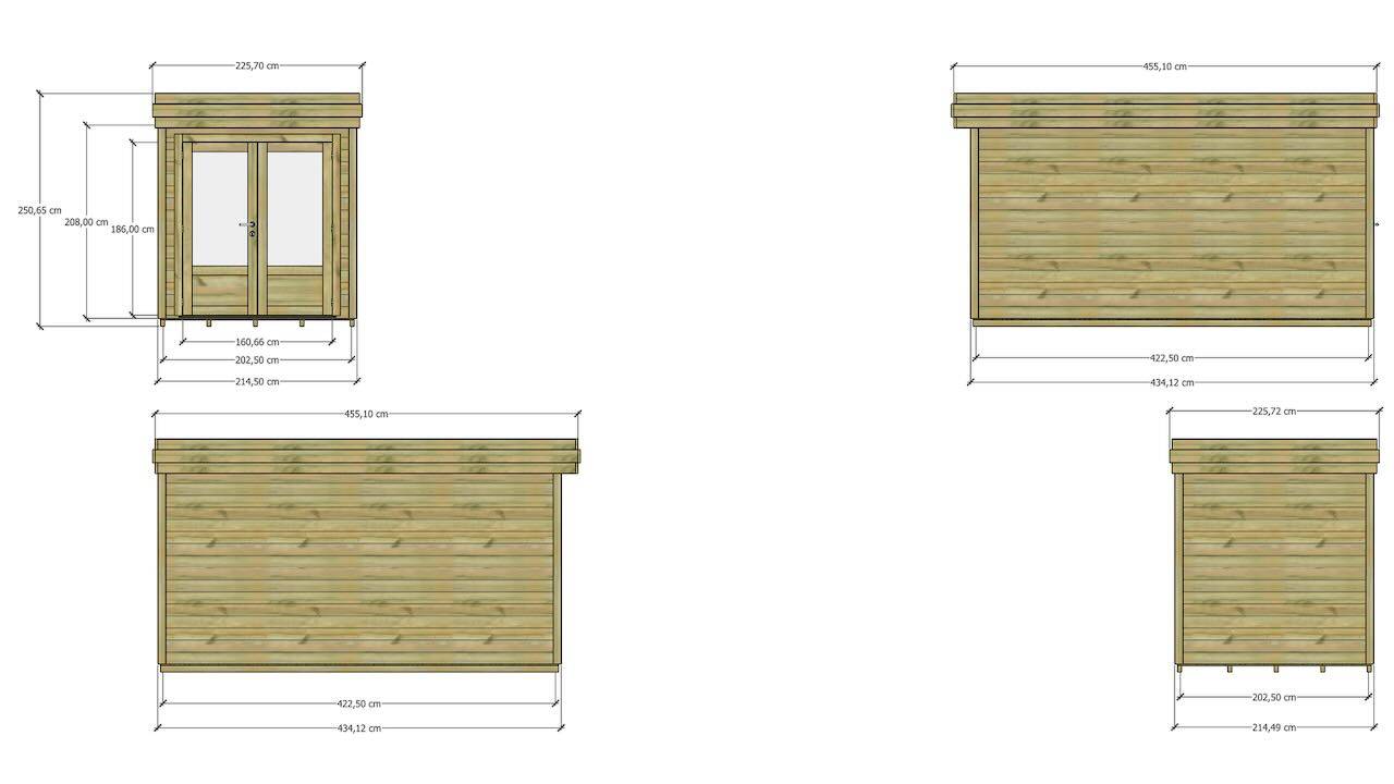 Abri Français - ABRI DE JARDIN bois autoclave 27mm - 2,14x4,34m / 9m2 - Bac acier - Plancher bois - Image 4