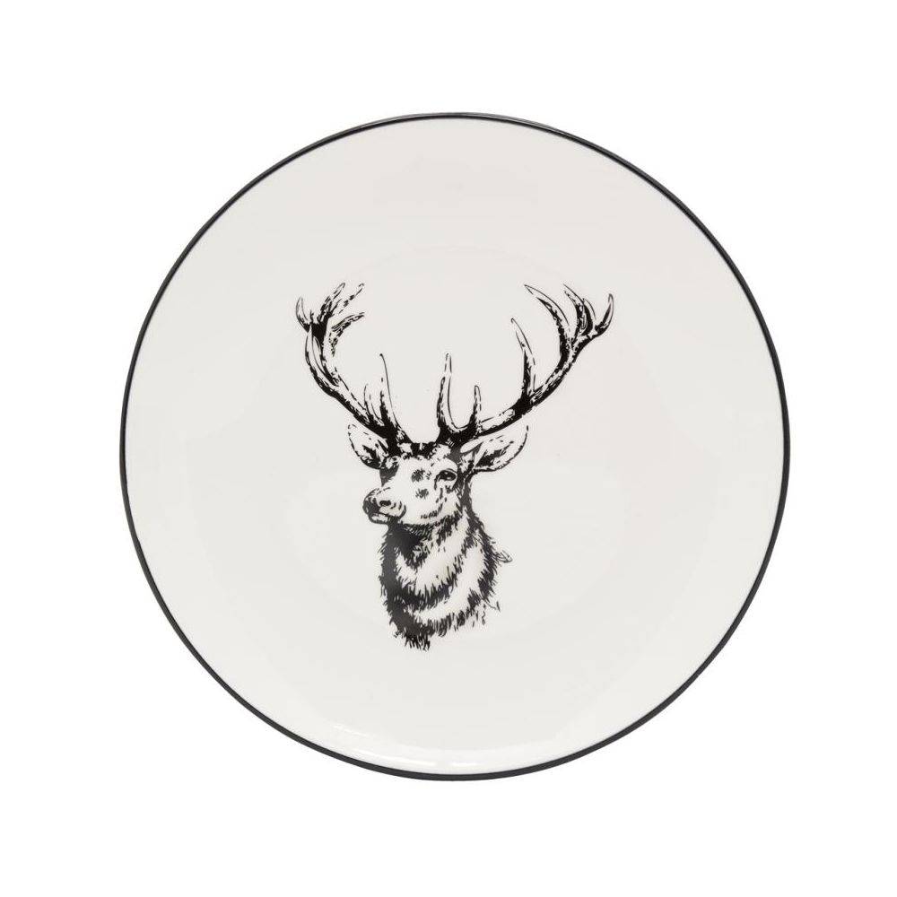Aubry Gaspard - Vaisselle Cerf en porcelaine blanche et noire (lot de 6) Assiette Ø19 - Image 4