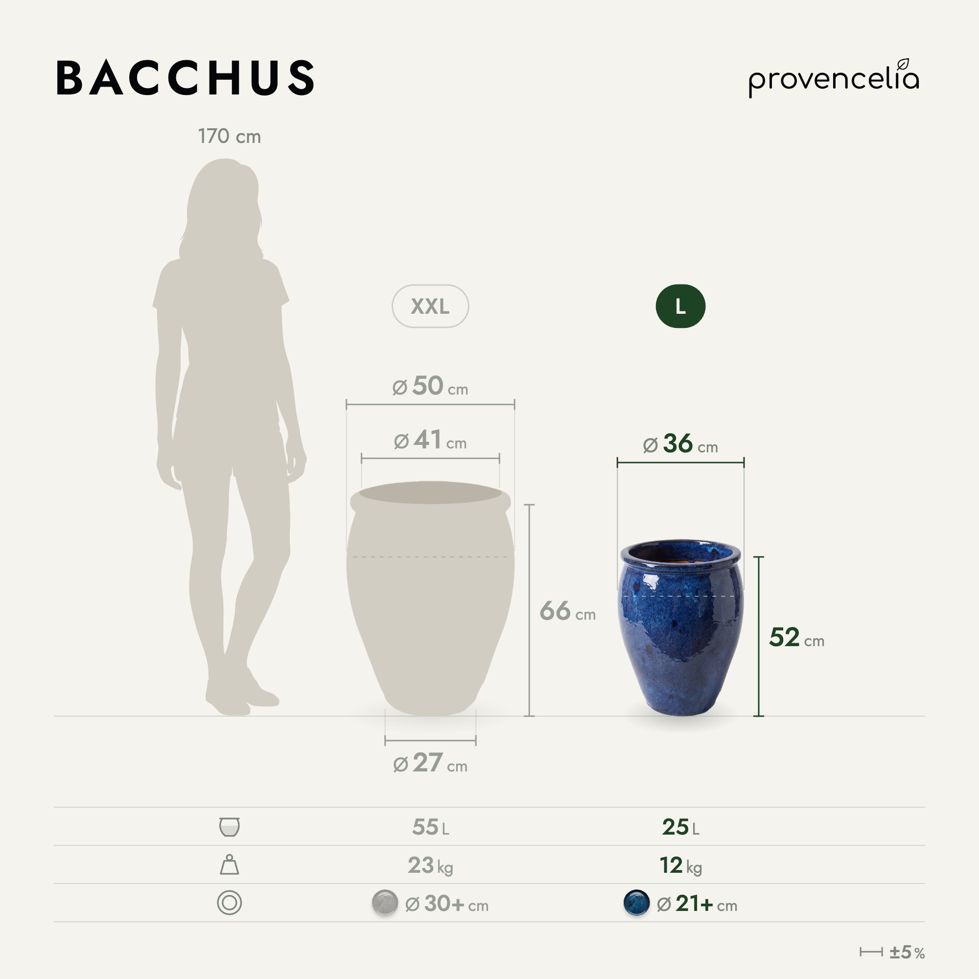 Provencelia - Pot BACCHUS 36x52cm bleu azur - Image 2
