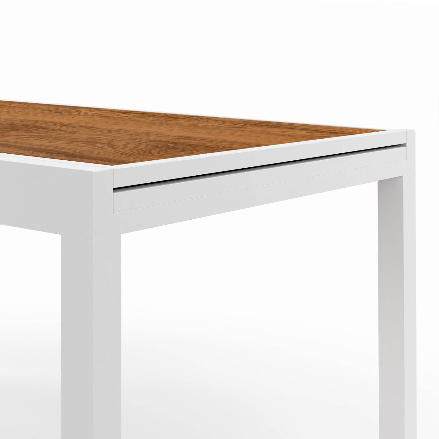 Salon de jardin NOUMEA table extensible 135/270 CM plateau verre trempé effet bois et 12 chaises empilables blanc et bois - Image 8