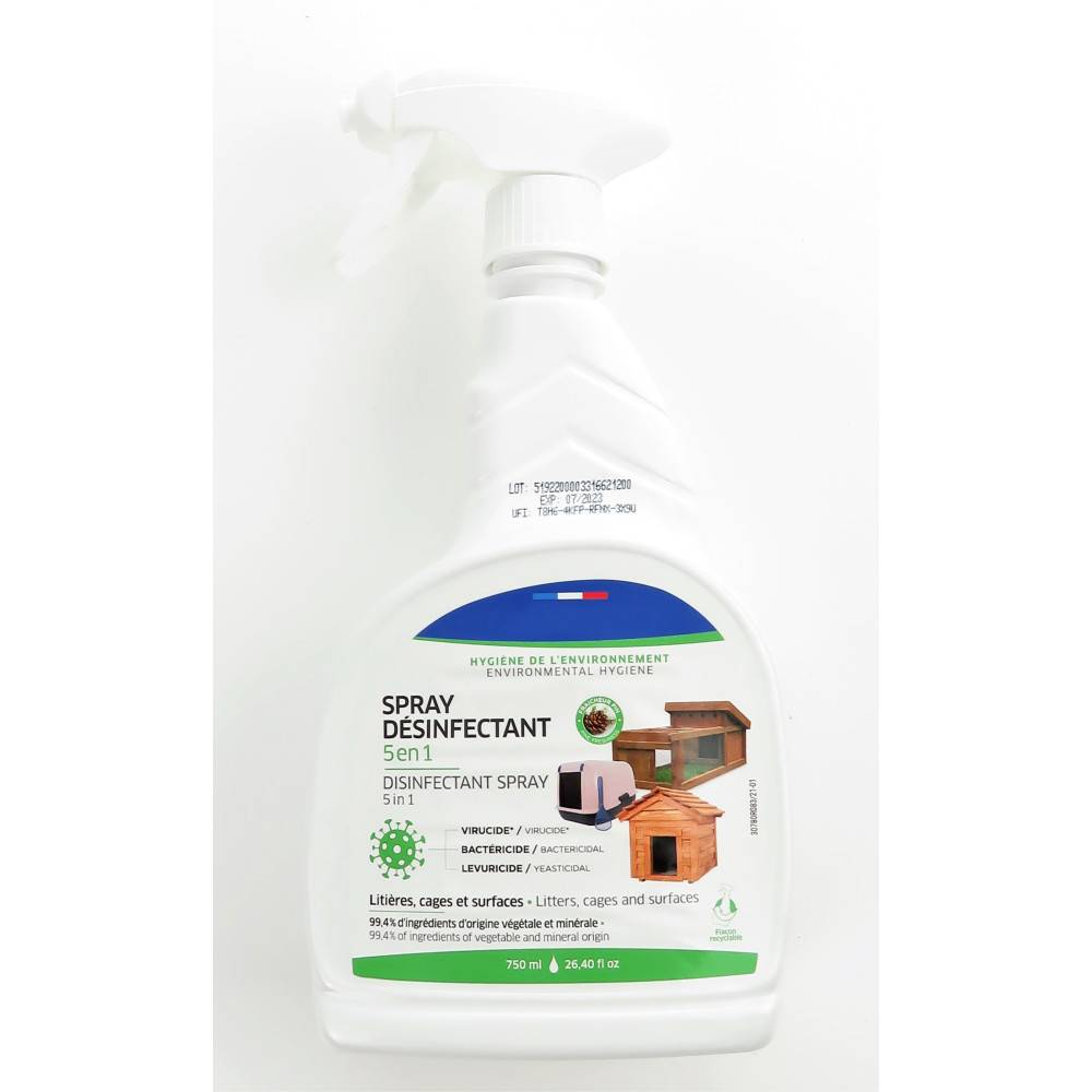 animallparadise - Spray Désinfectant 5 en 1, contenance 750 ml, pour habitat des animaux - Image 1