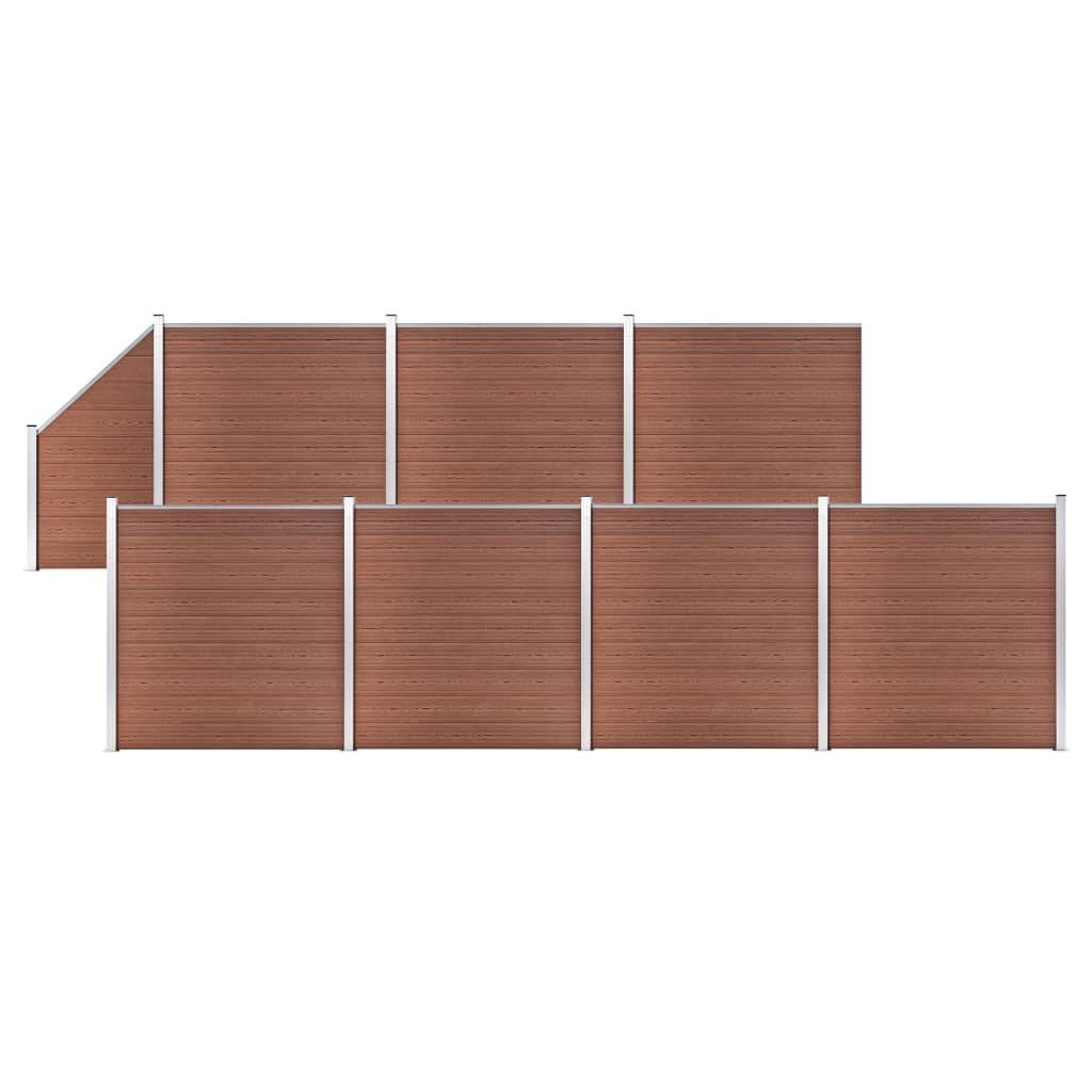 Clôture WPC 7 Carré + 1 Incliné Marron 1311 x 186 cm - PANGIVO - Image 1