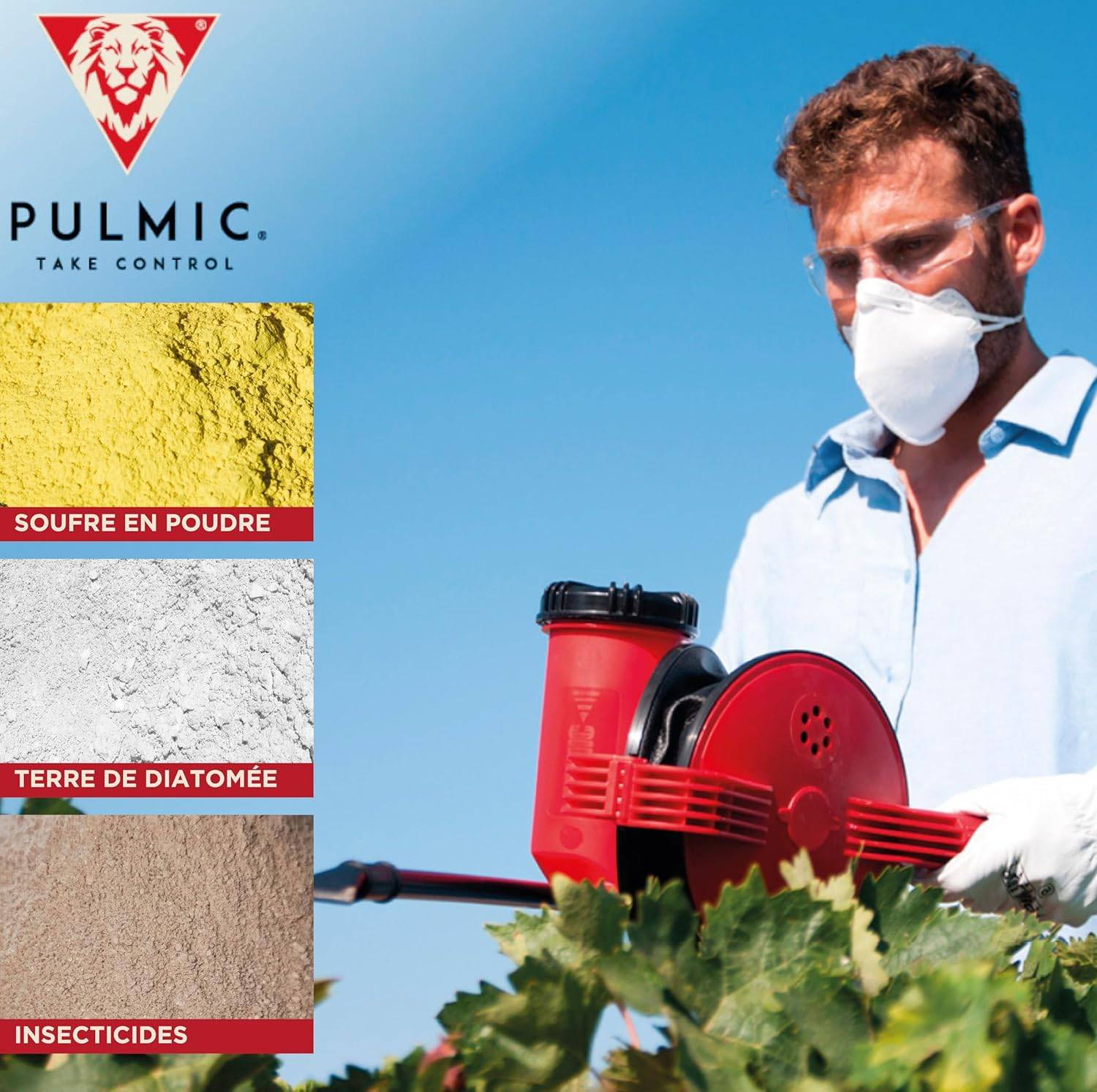 Pulmic.Poudreuse à soufre, terre de diatomées et insecticide Pulvérisateur de poudre avec agitateu Soufflet pour pulvérisation de poudre - Image 3