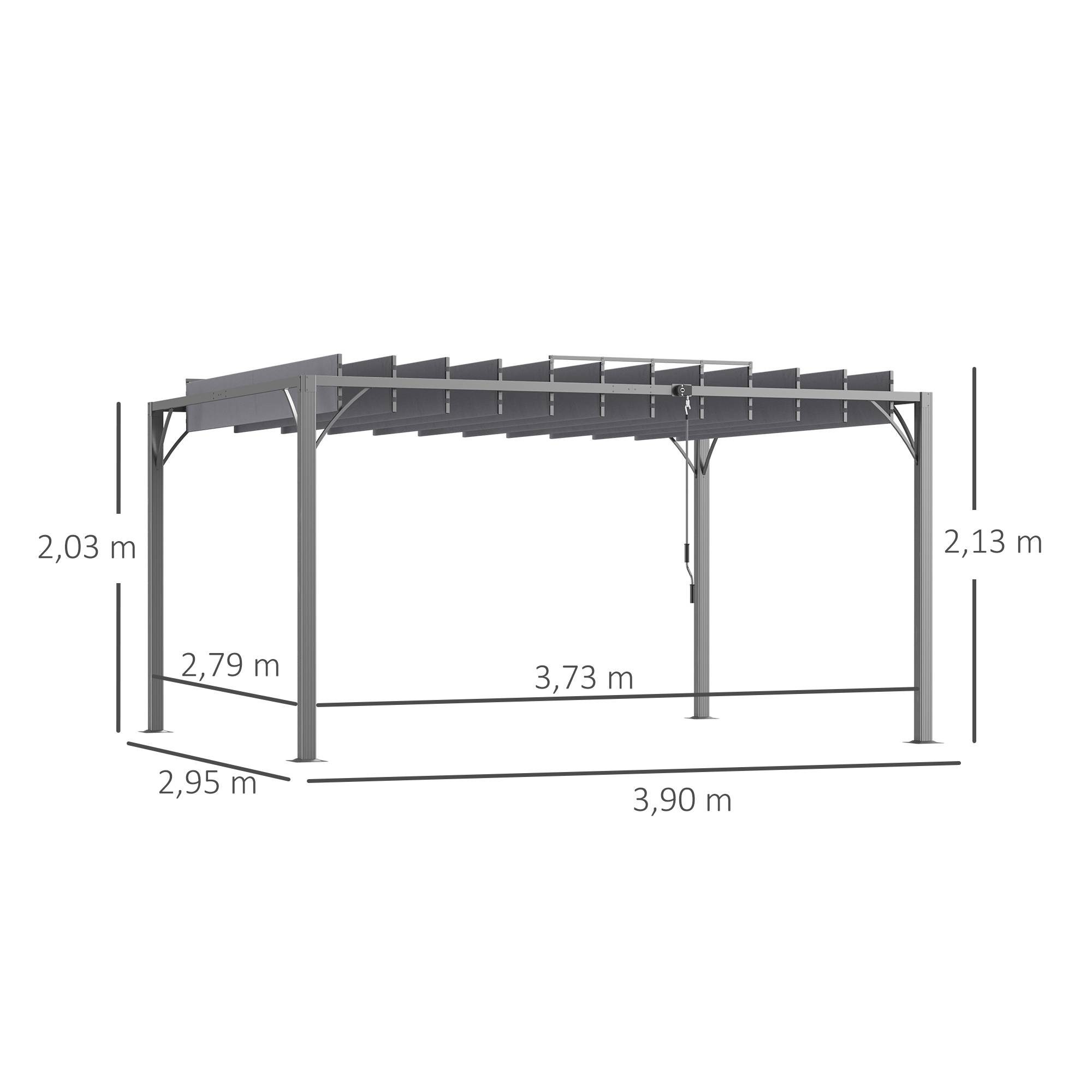 Outsunny - Pergola jardin extérieur 4x3m bioclimatique à lames orientables UV50+ structure aluminium gris - Outsunny - Image 3