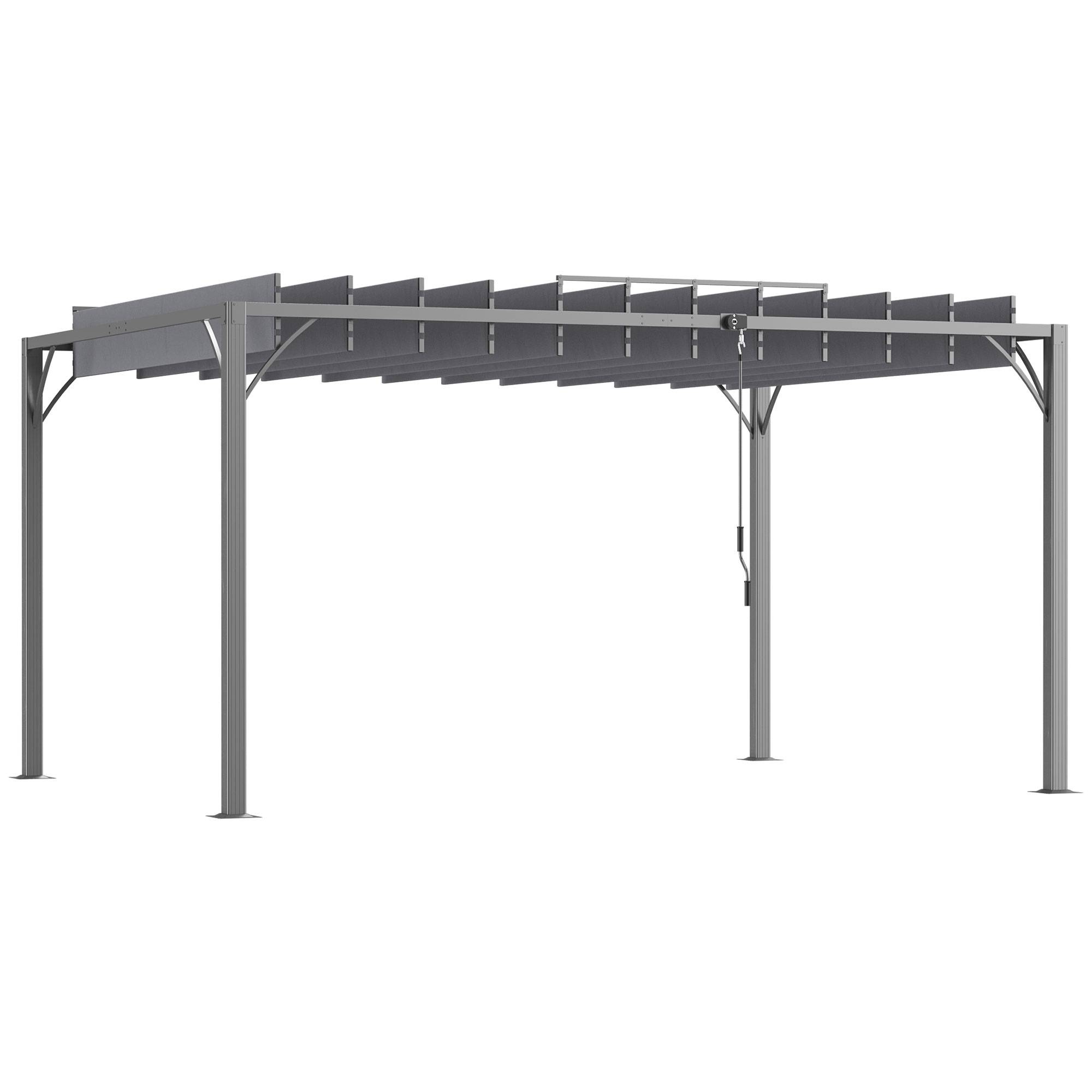 Outsunny - Pergola jardin extérieur 4x3m bioclimatique à lames orientables UV50+ structure aluminium gris - Outsunny - Image 1