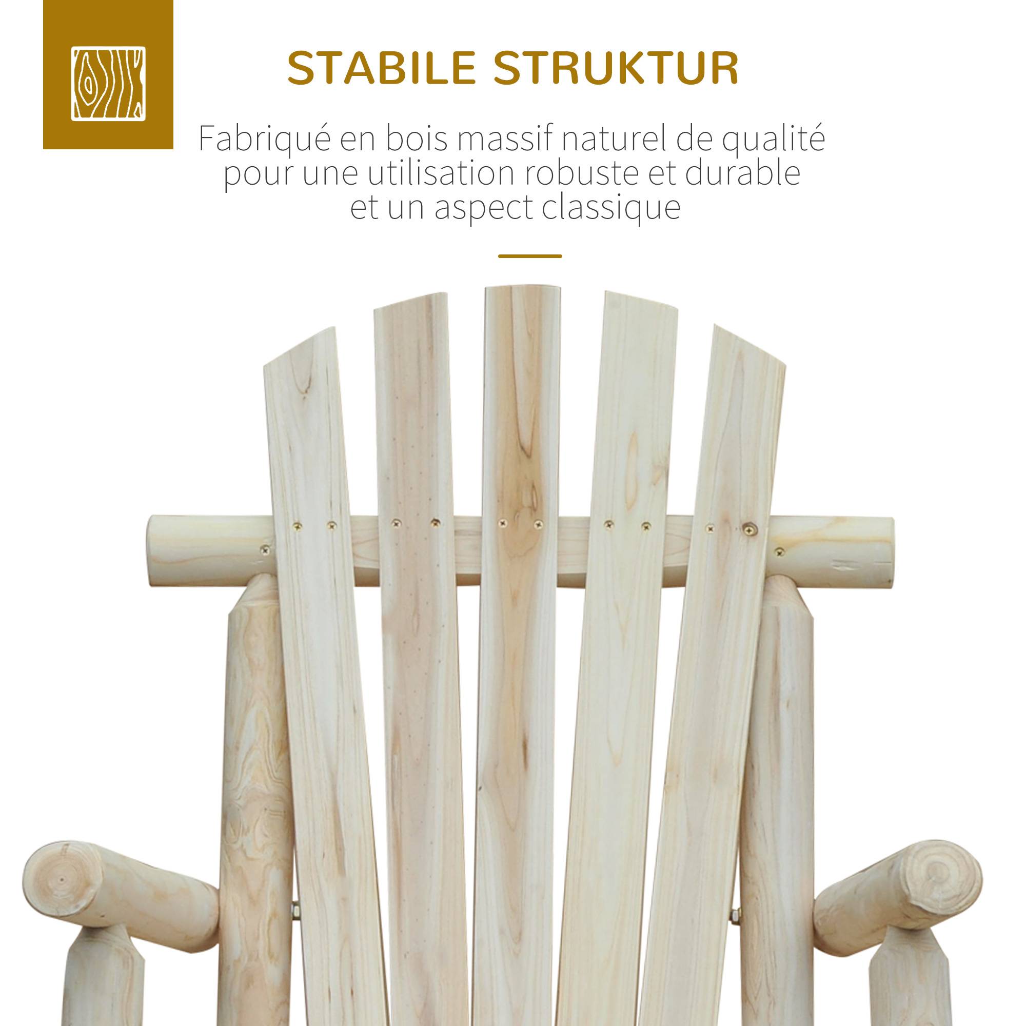 Fauteuil Adirondack bascule bois pin terrasse assise ergonomique naturel - ComfortXL Outdoor Living - Image 7