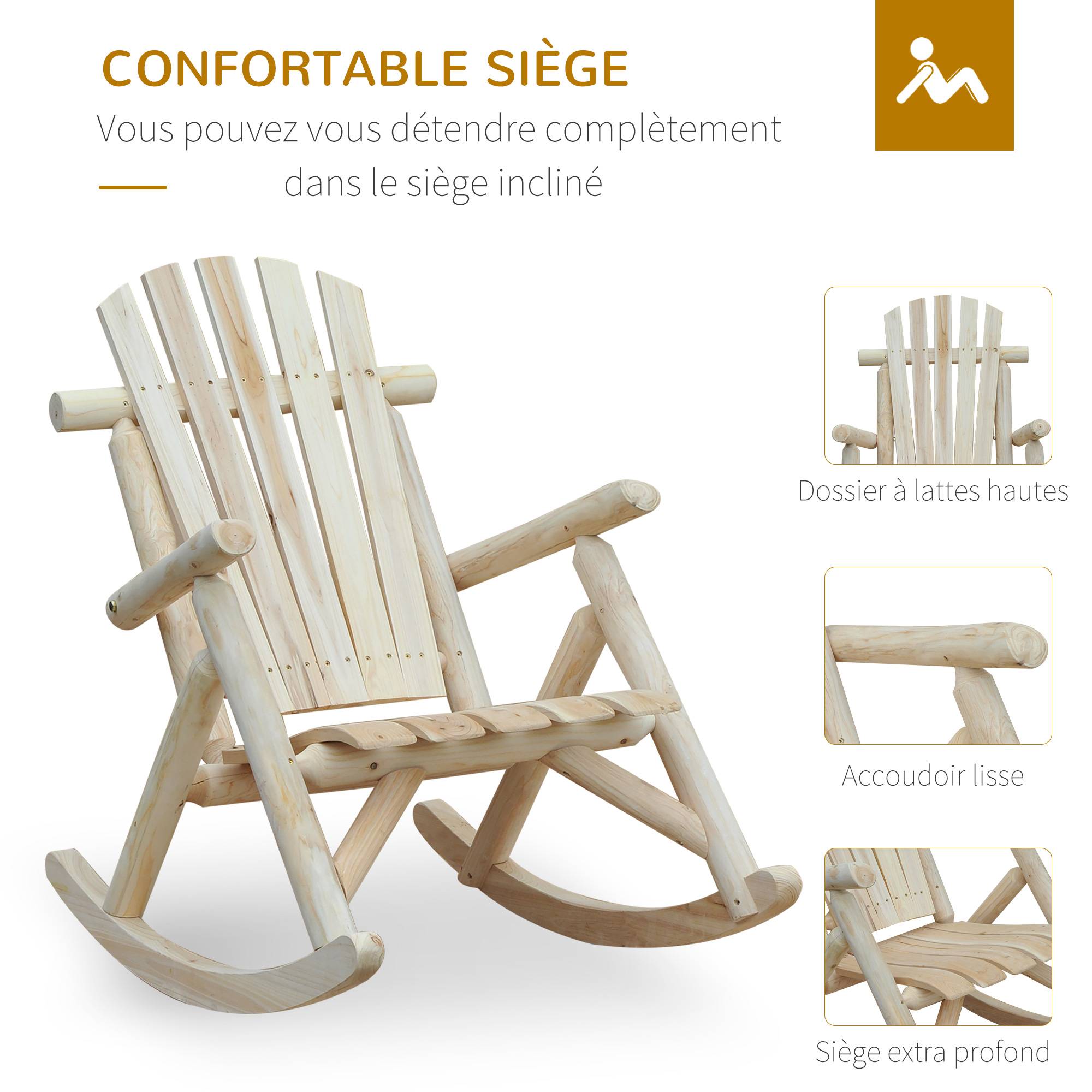 Fauteuil Adirondack bascule bois pin terrasse assise ergonomique naturel - ComfortXL Outdoor Living - Image 8