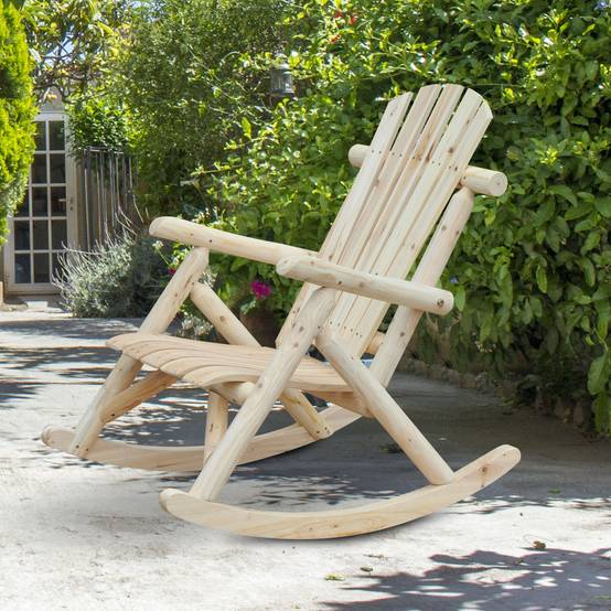 Fauteuil Adirondack bascule bois pin terrasse assise ergonomique naturel - ComfortXL Outdoor Living - Image 3