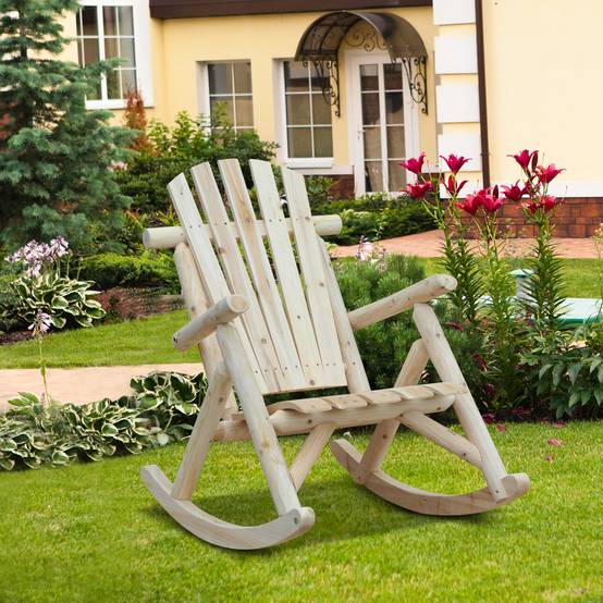 Fauteuil Adirondack bascule bois pin terrasse assise ergonomique naturel - ComfortXL Outdoor Living - Image 4