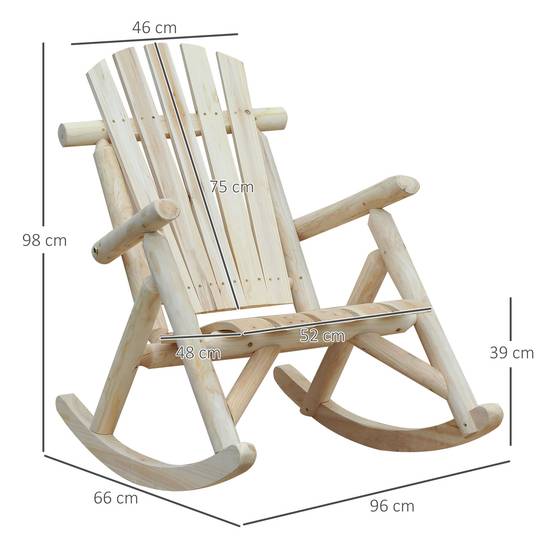 Fauteuil Adirondack bascule bois pin terrasse assise ergonomique naturel - ComfortXL Outdoor Living - Image 5