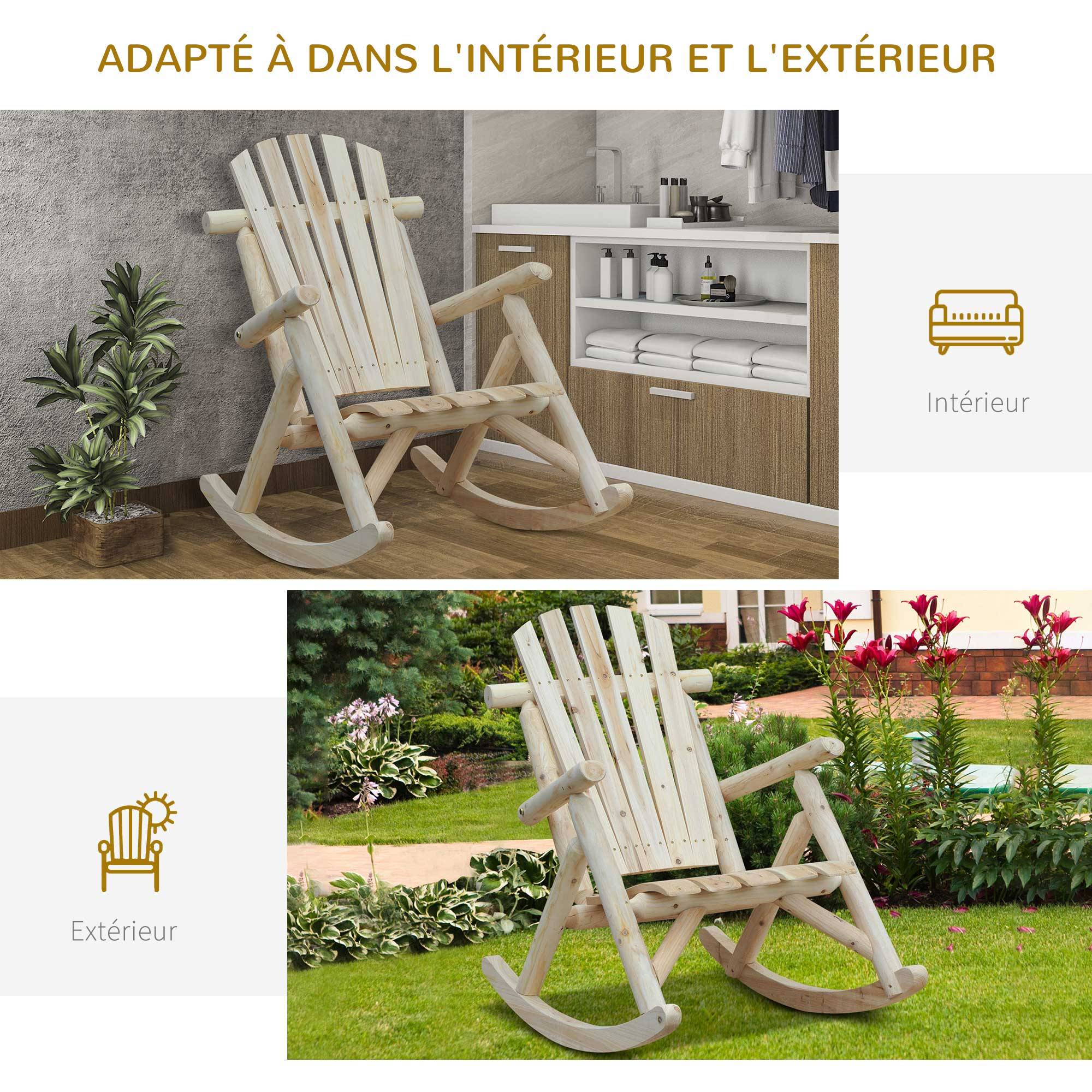Fauteuil Adirondack bascule bois pin terrasse assise ergonomique naturel - ComfortXL Outdoor Living - Image 9