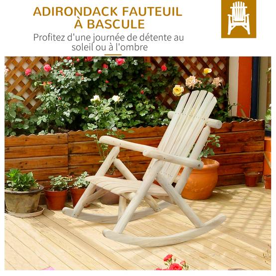 Fauteuil Adirondack bascule bois pin terrasse assise ergonomique naturel - ComfortXL Outdoor Living - Image 6