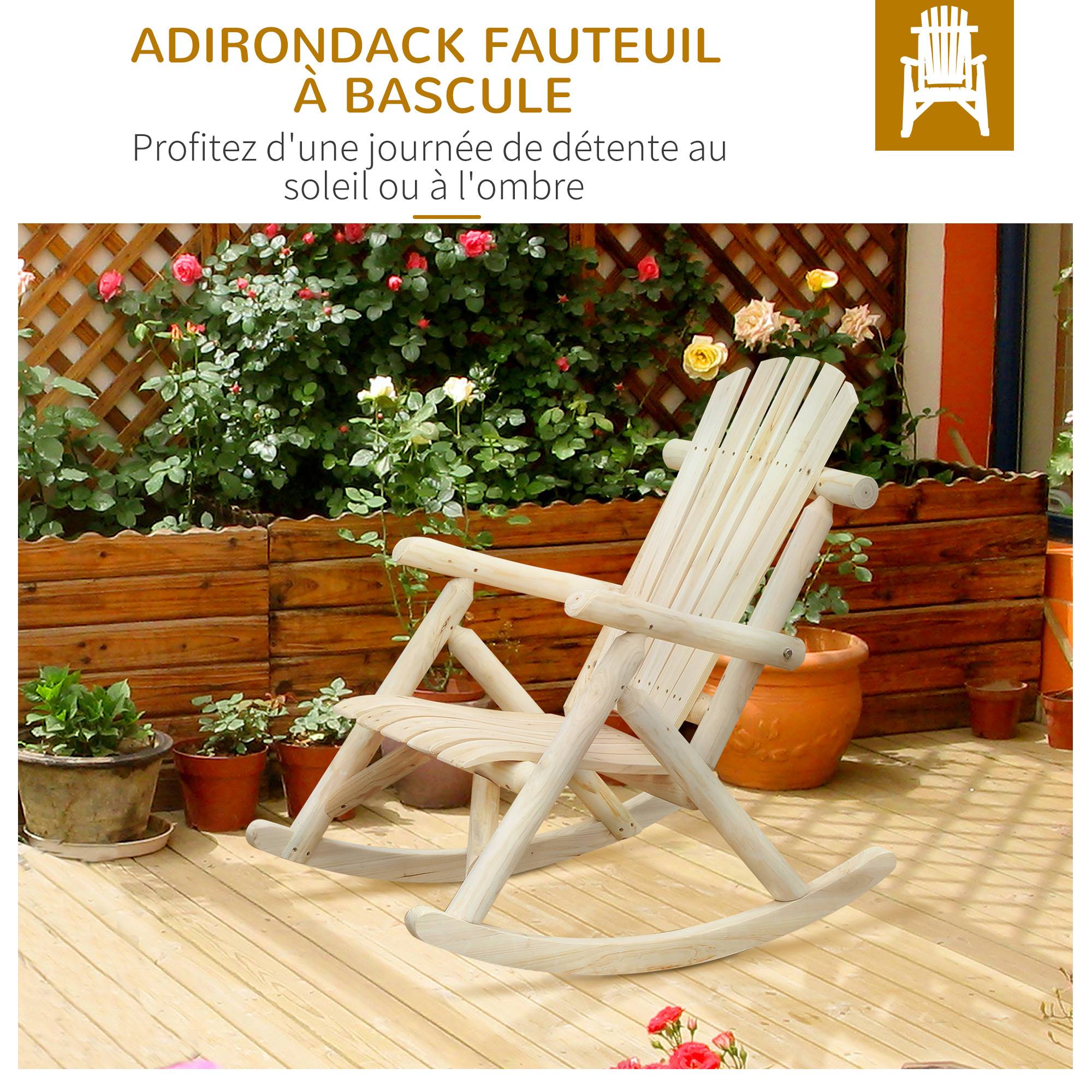 Fauteuil Adirondack bascule bois pin terrasse assise ergonomique naturel - ComfortXL Outdoor Living - Image 6