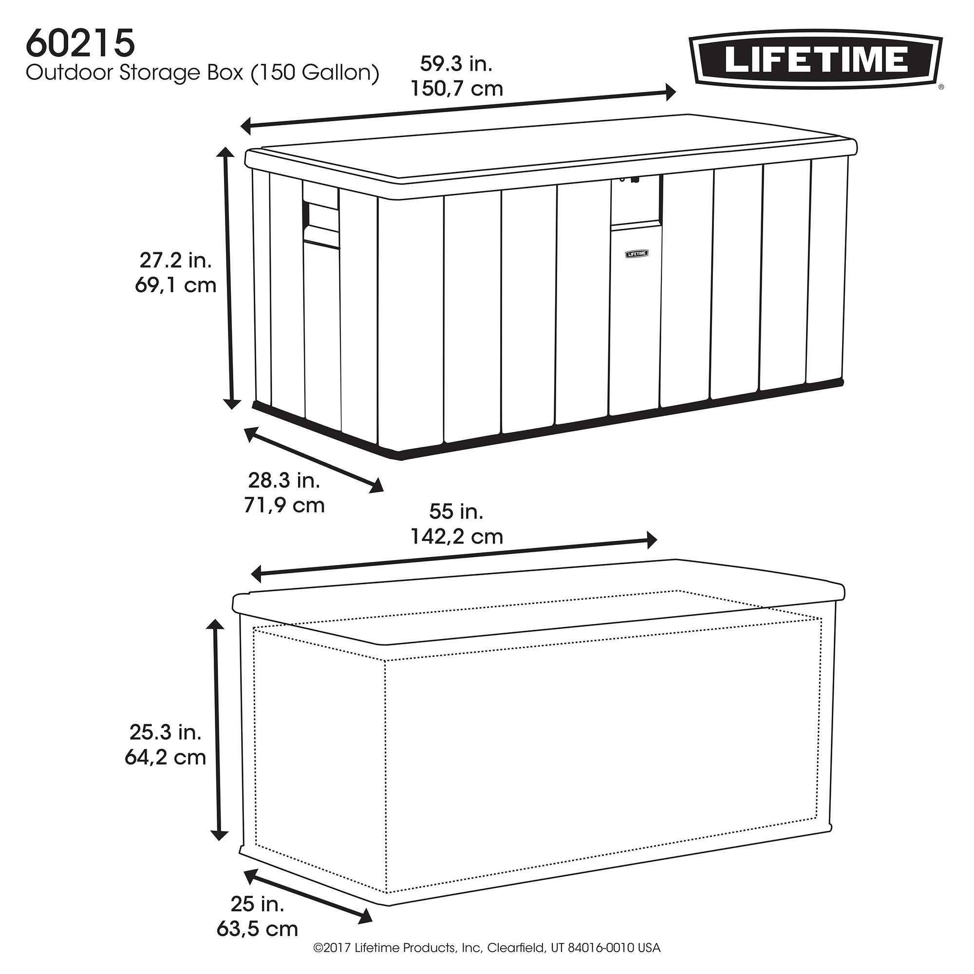 Lifetime - Coffre de rangement d'exterieur résine verrouillable 567L LIFETIME #60215 - Image 8