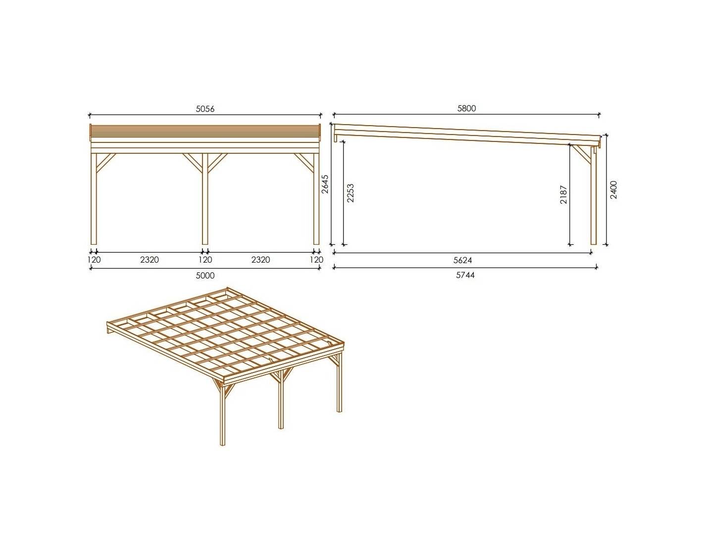 Altanka - Carport, abri de voiture  5.8x5.06 m - 29 m2 - adossé  - CAR23 - ALTANKA - Image 2