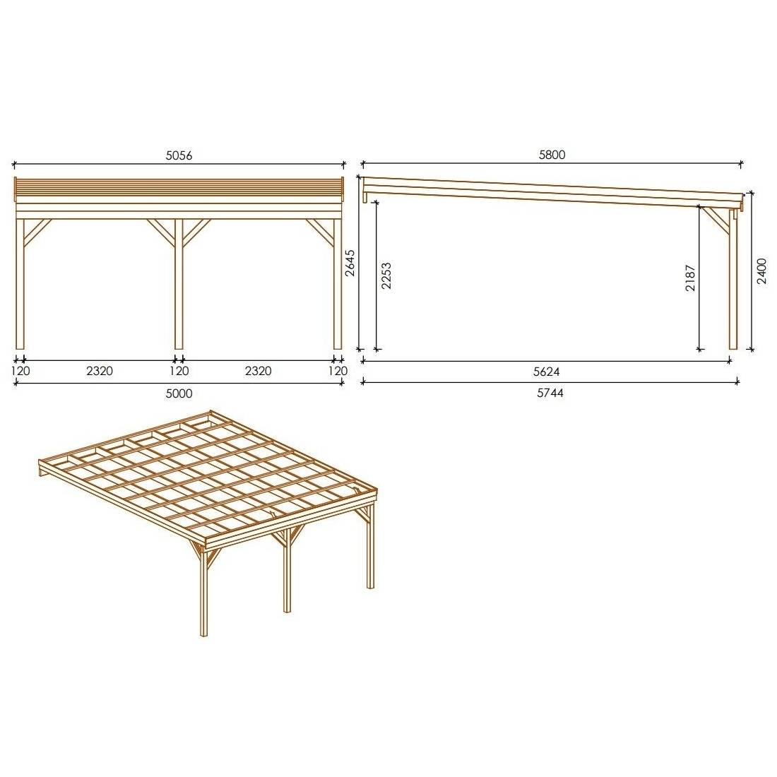 Altanka - Carport, abri de voiture 5.8x5.06 m - 29 m2 - adossé - CAR23 - ALTANKA - Image 2