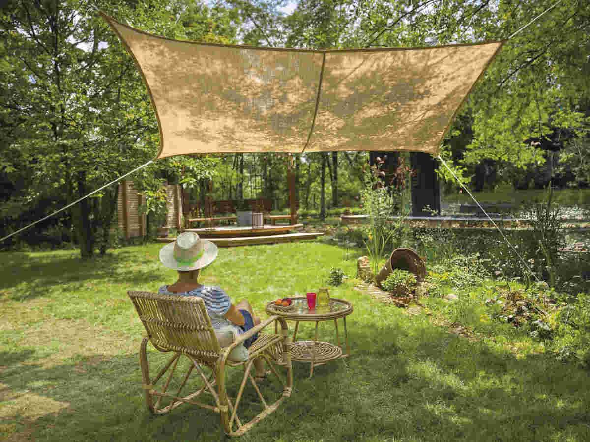 Voile d'ombrage Naturelle Jute Rectangulaire 4 x 3 m - Jardiline - Image 1