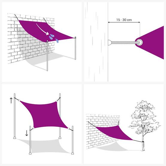 PANGIVO - Voile d'ombrage tissu oxford noir 500 x 500 x 600 cm - PANGIVO - Image 3