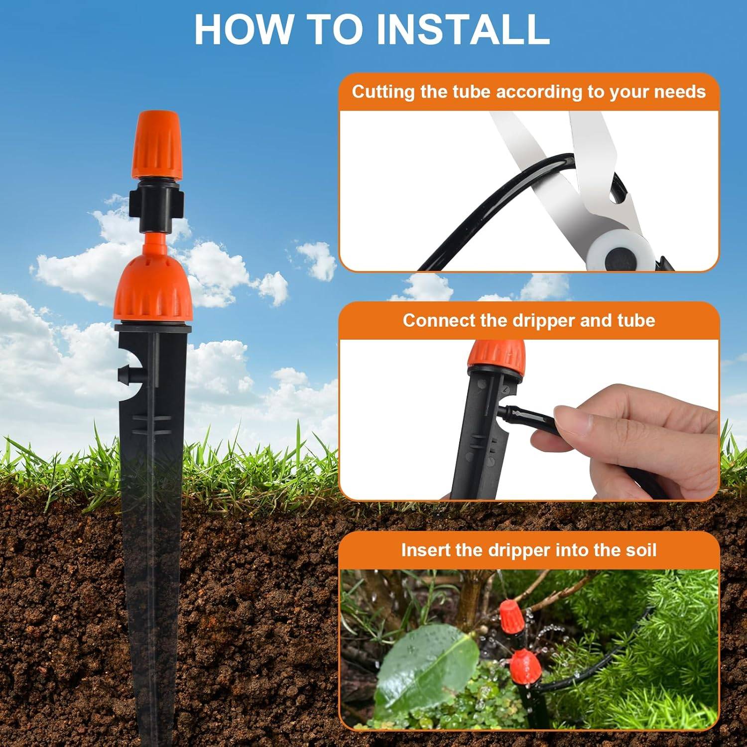 Arrosage automatique,Goutteur réglable à 360° - Système d'arrosage automatique pour jardin,irrigation goutte à goutte, 30 pièces-Lytech - Image 4