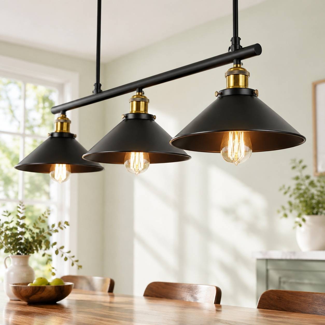 Suspension Industrielle Vintage 3 Lumieres Hauteur Reglable E27 - Image 4