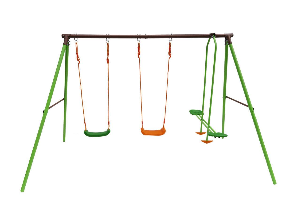 Portique Acier "leo" - 1.96m - 3 Agrès -habitat Et Jardin