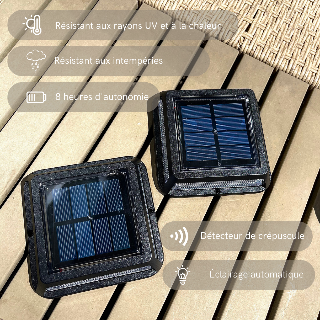Lumisky - Lot de 2 balise solaires QUADRY Noir Aluminium D12cm - Image 9