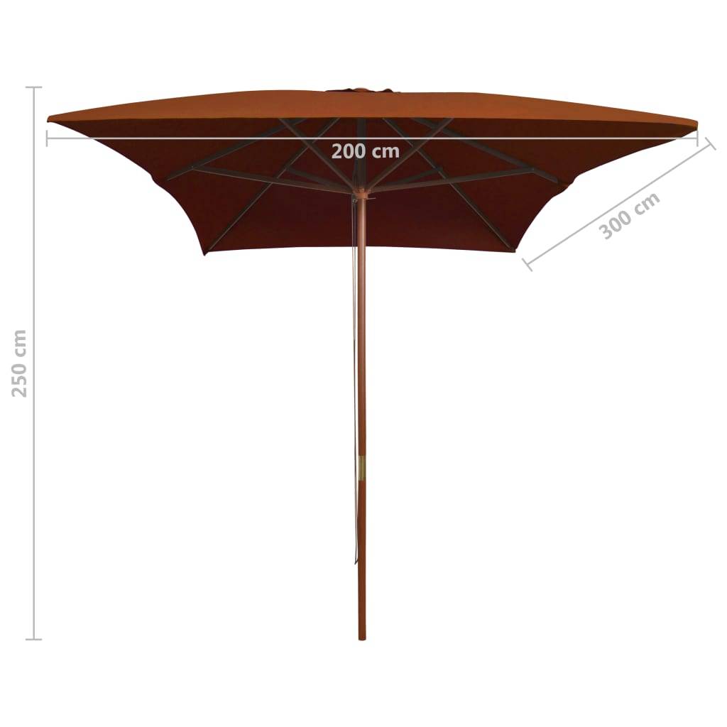 Helloshop26 - Parasol d'extérieur avec mât en bois 200 x 300 cm orange - Image 6