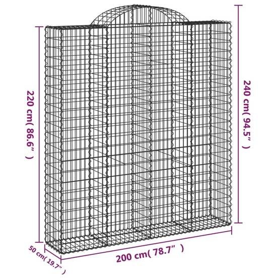 Vidaxl - Paniers à gabions arqués 18 pcs 200x50x220/240 cm Fer galvanisé vidaXL 3146460 - Image 7