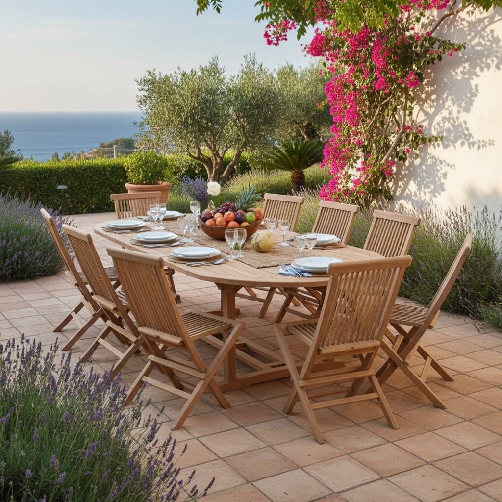Teck'Attitude - Table extensible ovale teck massif 12 places Florence - TECK'Attitude - Image 4