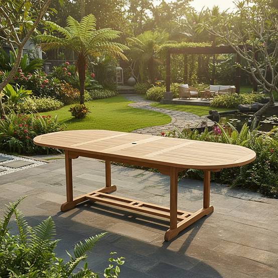 Teck'Attitude - Table extensible ovale teck massif 12 places Florence - TECK'Attitude - Image 2