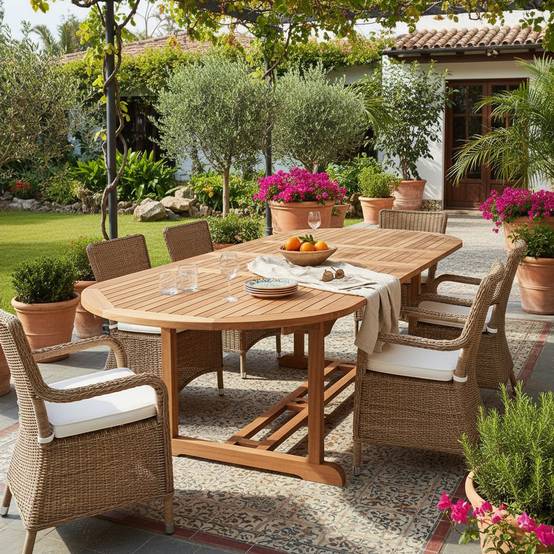 Teck'Attitude - Table extensible ovale teck massif 12 places Florence - TECK'Attitude - Image 8