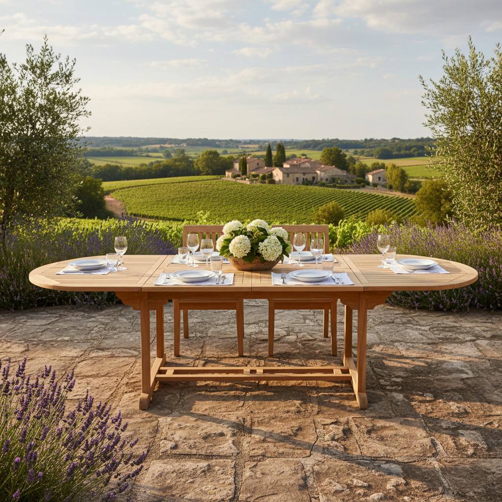 Teck'Attitude - Table extensible ovale teck massif 12 places Florence - TECK'Attitude - Image 7