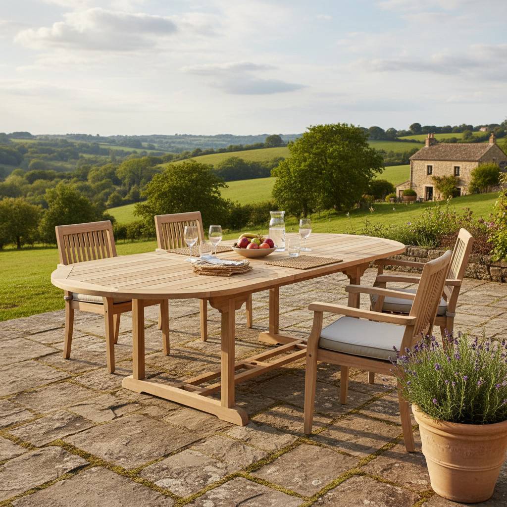 Teck'Attitude - Table extensible ovale teck massif 12 places Florence - TECK'Attitude - Image 3