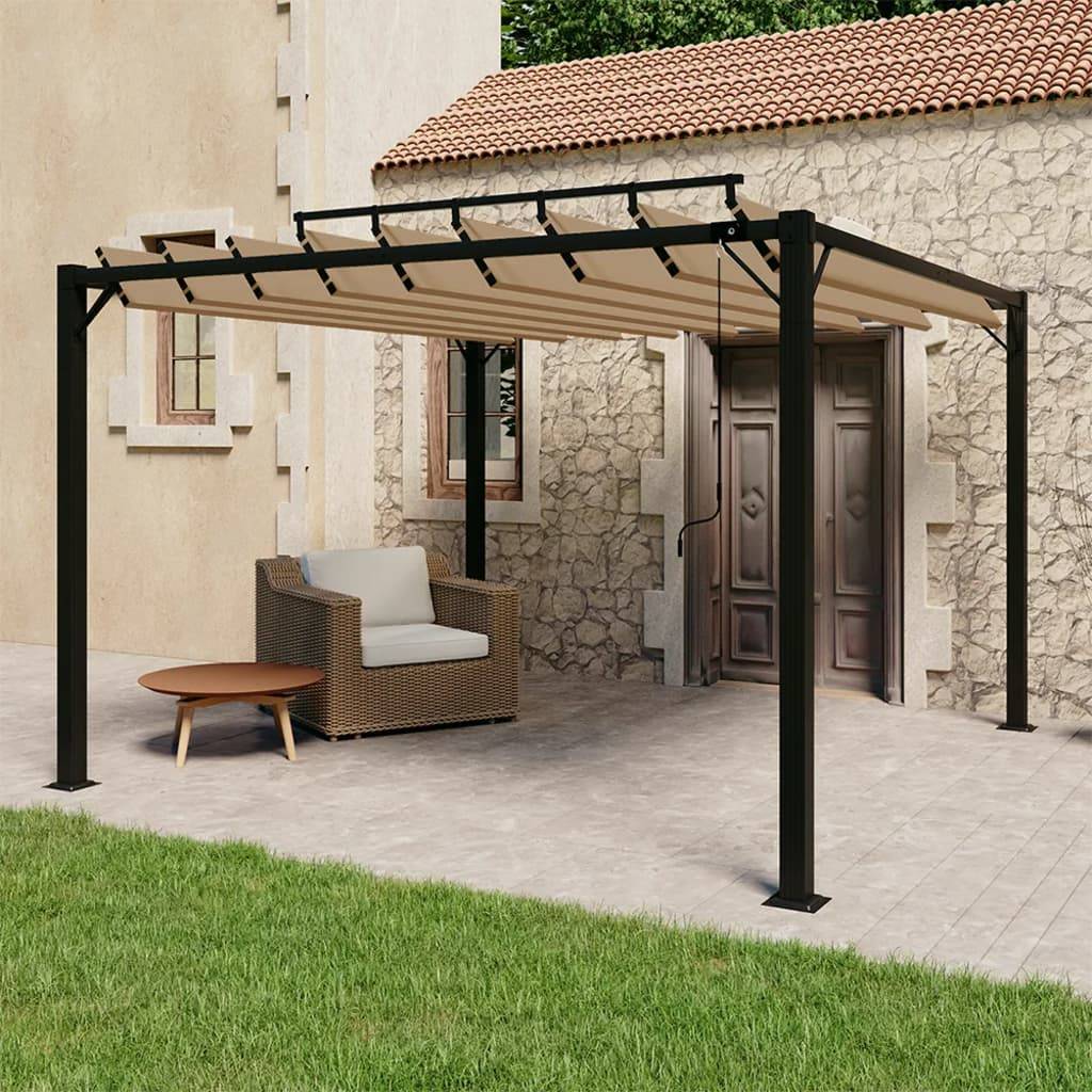 PANGIVO - Tonnelle aluminium et tissu taupe 300 x 300 x 225 cm - PANGIVO - Image 1
