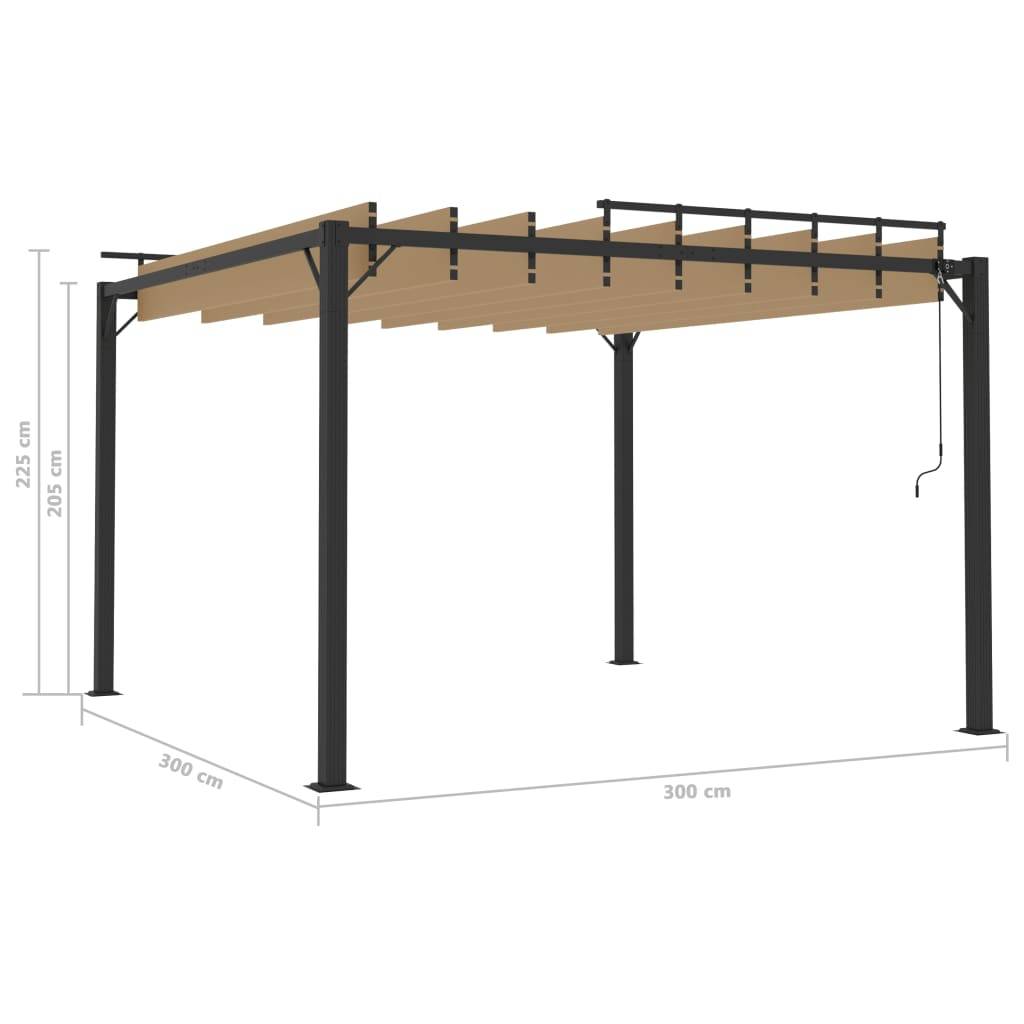 PANGIVO - Tonnelle aluminium et tissu taupe 300 x 300 x 225 cm - PANGIVO - Image 8