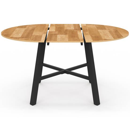 Table à manger extensible ronde MADELEINE 4-6 personnes bois et métal noir 110 - 150 cm - Image 3