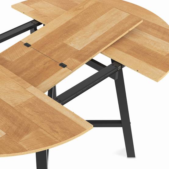 Table à manger extensible ronde MADELEINE 4-6 personnes bois et métal noir 110 - 150 cm - Image 6