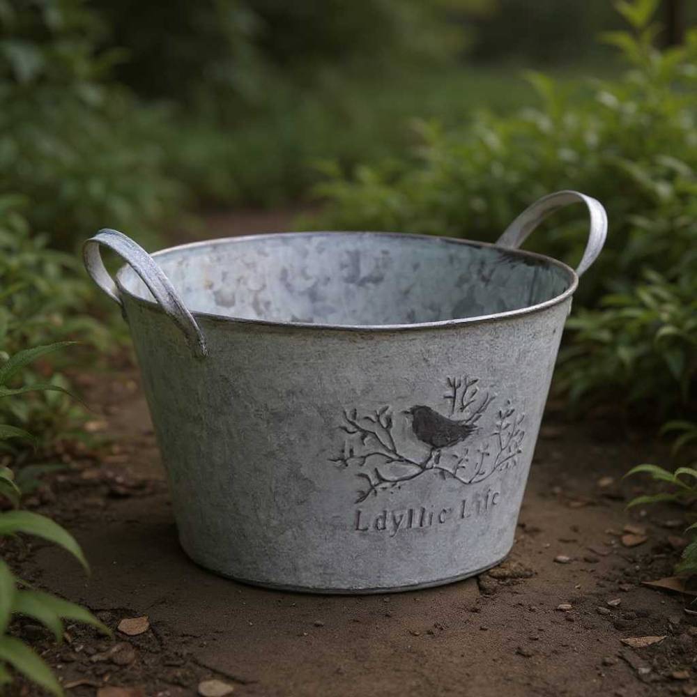 Aubry Gaspard - Jardinière ronde Métal patiné 23 cm - Aubry Gaspard - Image 2