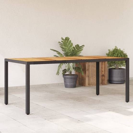 Table de jardin - Table Extérieure - Table De Patio et dessus en bois d'acacia noir résine tressée-JU13667 - Image 2